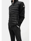 Men's Logo Patch Padded Wool Cardigan Black - MONCLER - BALAAN 9