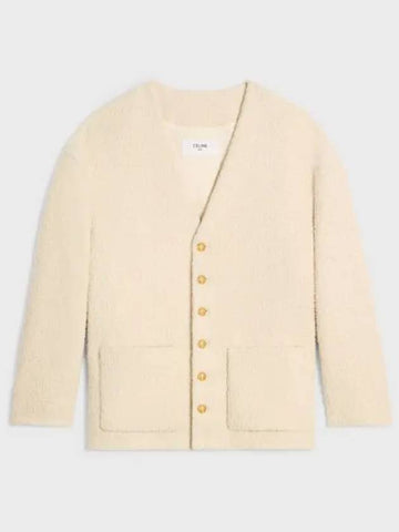 Boucle Cashmere Cardigan Ivory - CELINE - BALAAN 1