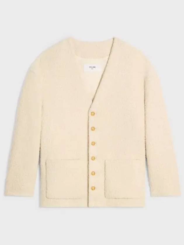 Boucle Cashmere Cardigan Ivory - CELINE - BALAAN 2