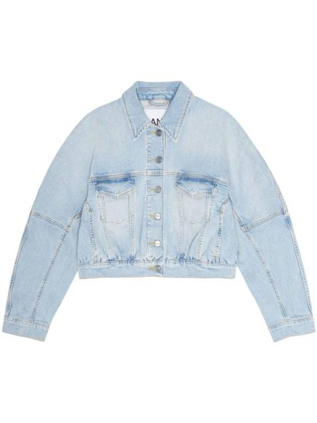 Cropped Denim Jacket Light Blue - GANNI - BALAAN 2