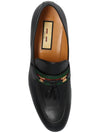 Men's Web Interlocking G Embellished Tassel Loafers Black - GUCCI - BALAAN 7