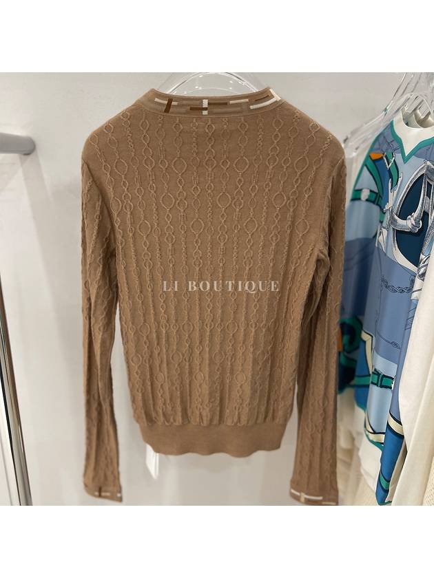 Dory Boucles Cashmere Long Sleeve Brown - HERMES - BALAAN 6