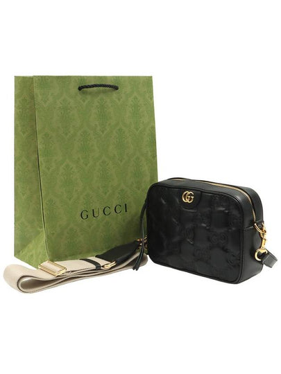 Black matelass leather gold plated GG Marmont camera cross bag - GUCCI - BALAAN 2