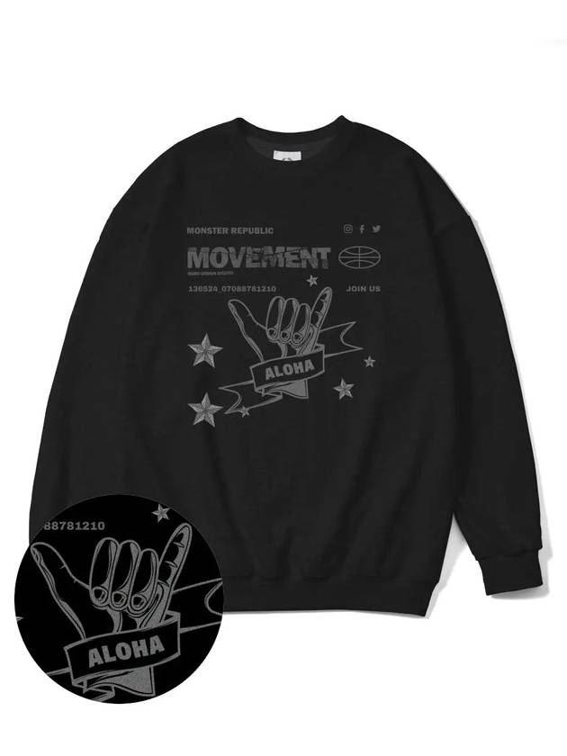 Aloha Gray Overfit Sweatshirt Black - MONSTER REPUBLIC - BALAAN 3