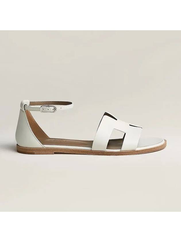 Santorini Calfskin Sandals Blanc - HERMES - BALAAN 4