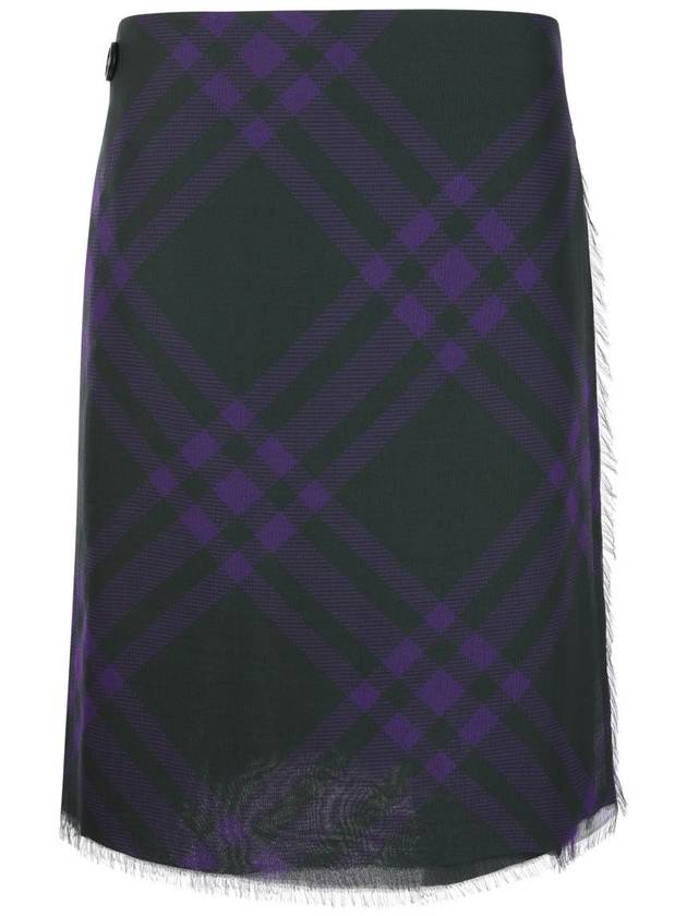 Vintage Check Wool A-Line Skirt Deep Royal - BURBERRY - BALAAN 2