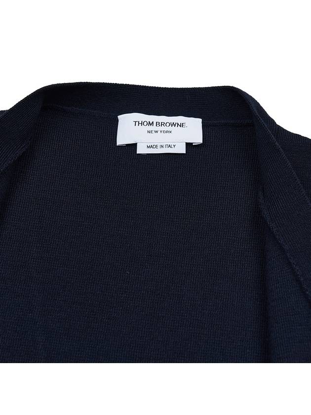 4-Bar V Neck Wool Cardigan Navy - THOM BROWNE - BALAAN 10