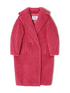 Women's Double Breasted Alpaca Wool Teddy Shearling Coat Pink - MAX MARA - BALAAN 2