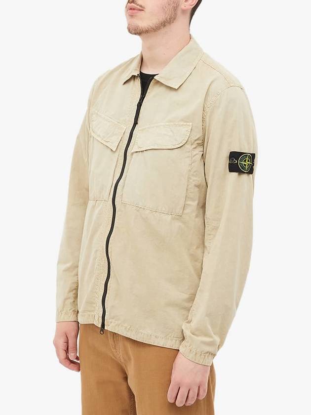 Wappen Patch Old Effect Zip-Up Jacket Beige - STONE ISLAND - BALAAN 3