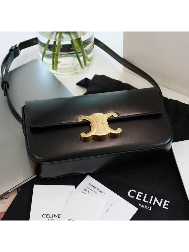 Claude Shiny Calfskin Shoulder Bag Black - CELINE - BALAAN 4