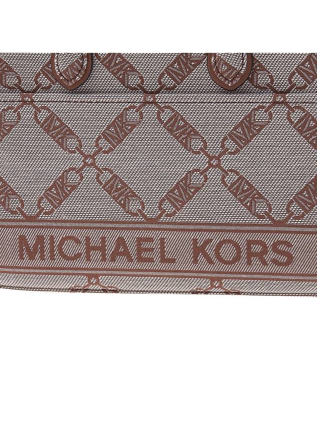 Gigi Small Empire Logo Jacquard Tote Bag Beige Brown - MICHAEL KORS - BALAAN 8