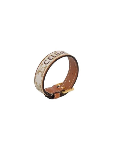 Triomphe Canvas Leather Bracelet Gold White - CELINE - BALAAN 1