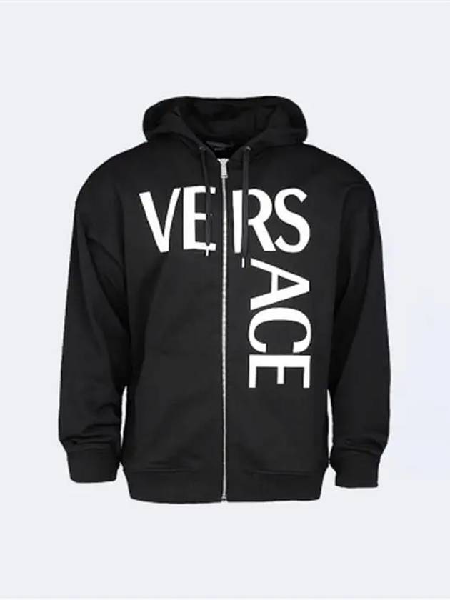 Across Logo Zip-Up Hoodie Black - VERSACE - BALAAN 2