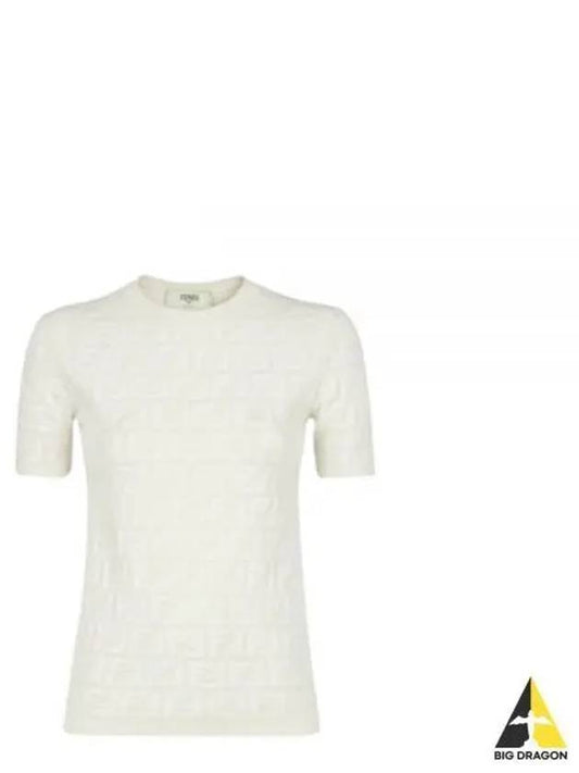 FF intarsia viscose knit top white - FENDI - BALAAN 2