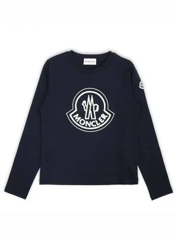 Kids Lettering Logo Long Sleeve T Shirt Navy 8D00003 83907 778 8 10A 271330 1053823 - MONCLER - BALAAN 1