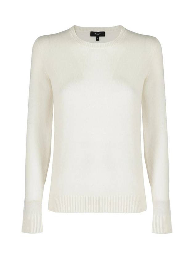 Women's Crew Neck Cashmere Knit Top White - THEORY - BALAAN 1