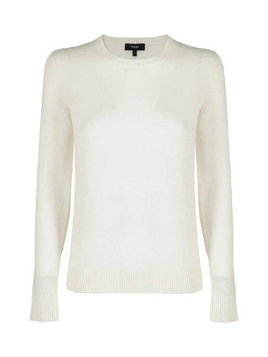 Women's Crew Neck Cashmere Knit Top White - THEORY - BALAAN 1