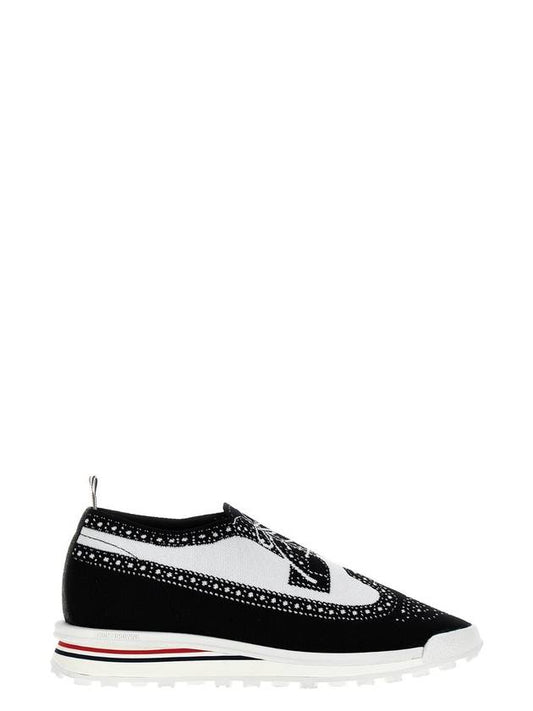 Tech Trompe L'oeil Long Wingtip Low Top Sneakers Black - THOM BROWNE - BALAAN 1