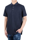 Goldman Enamel Logo Button Cotton Polo Shirt Navy - BURBERRY - BALAAN 2