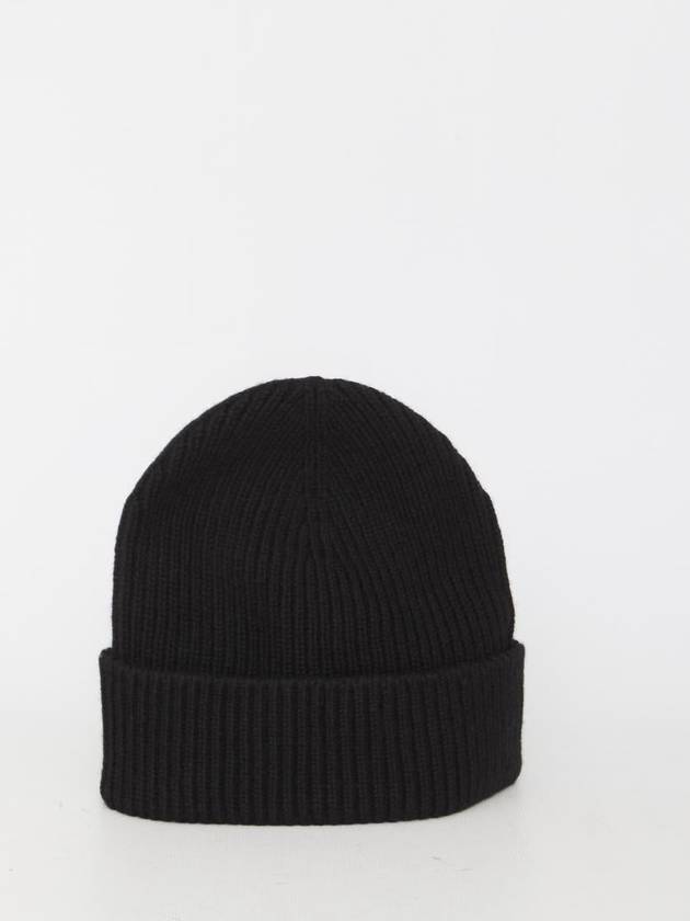 Embroidered Ribbed Cashmere Beanie Black - BURBERRY - BALAAN 3