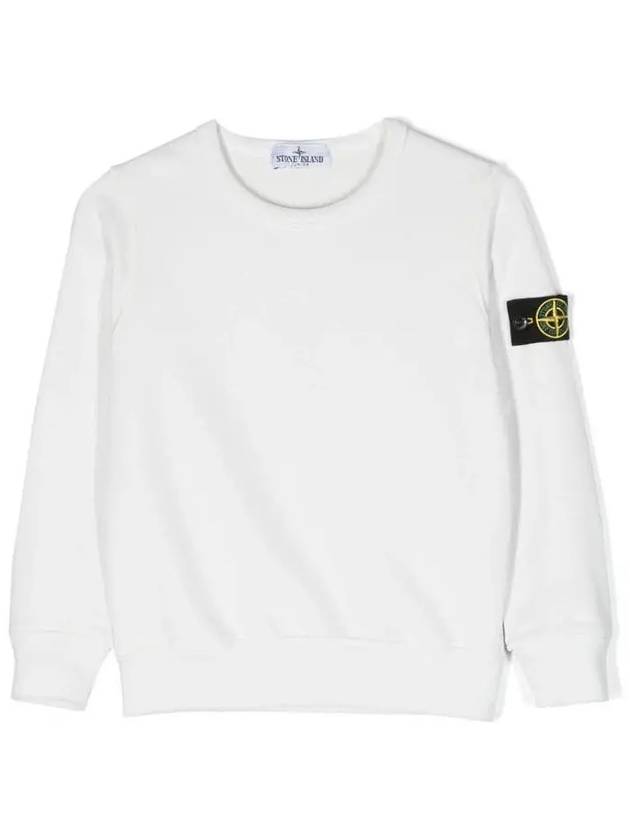 Kids Wappen Patch Organic Cotton Fleece Sweatshirt White - STONE ISLAND - BALAAN 3