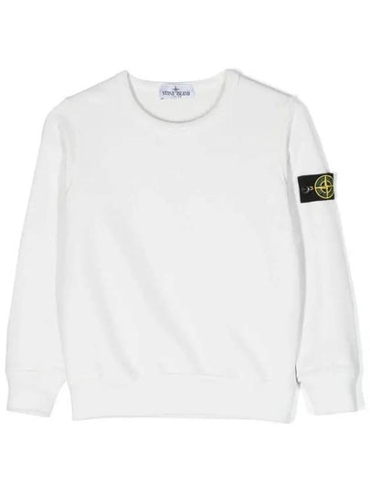 Kids Wappen Patch Organic Cotton Fleece Sweatshirt White - STONE ISLAND - BALAAN 2