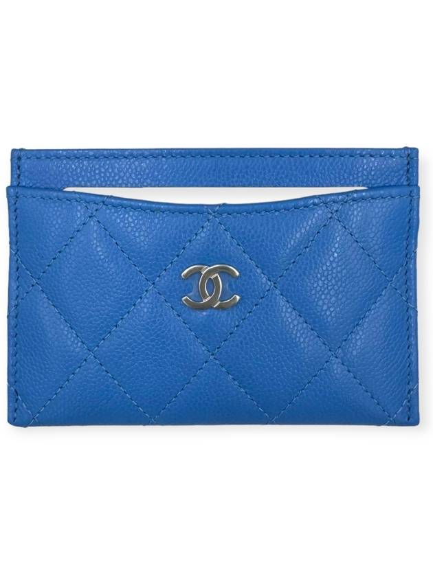 Classic card slot caviar blue silver AP0213 - CHANEL - BALAAN 1