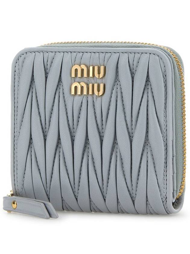 Matelasse Logo Zip Around Half Wallet Cornflower Blue - MIU MIU - BALAAN 3