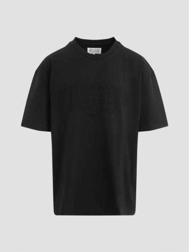 Embroidered Logo Cotton Short Sleeve T-Shirt Black - MAISON MARGIELA - BALAAN 2