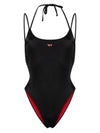 Logo Applique One-Piece Swimsuit Black - DIESEL - BALAAN 1