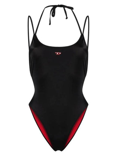 Logo Applique One-Piece Swimsuit Black - DIESEL - BALAAN 1