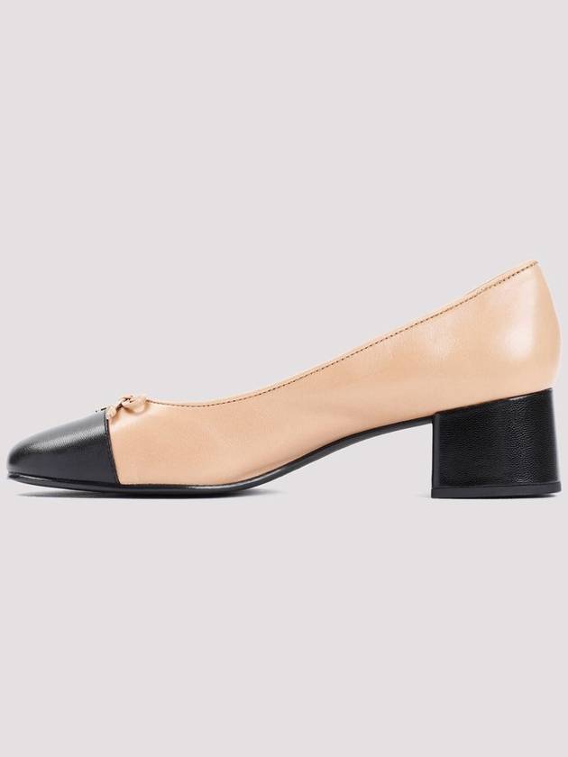 Cap Toe Logo Nappa Leather Pumps Beige - TORY BURCH - BALAAN 3