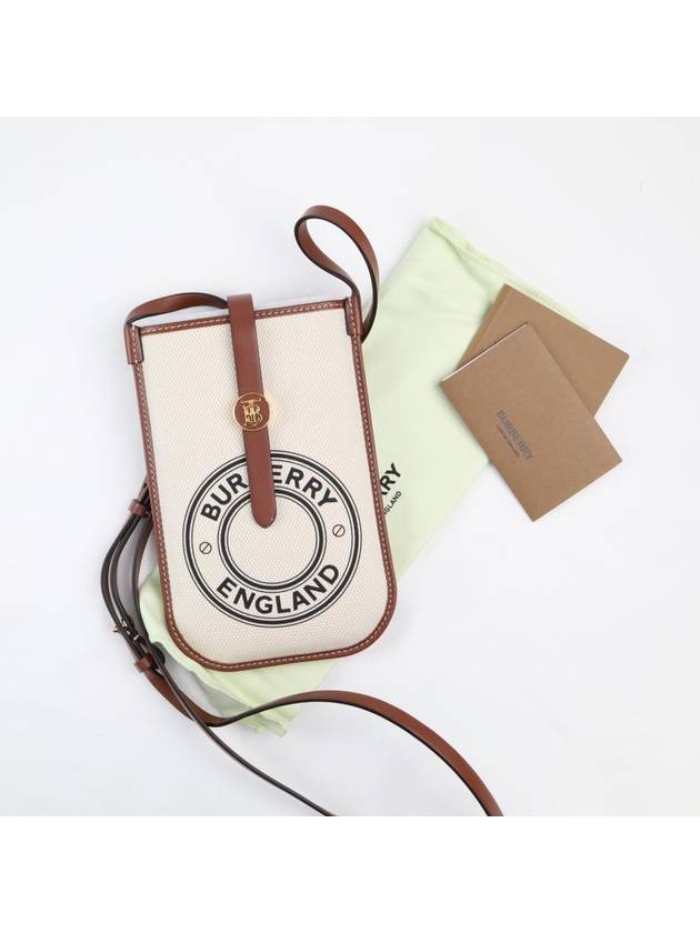 TB Logo Canvas Leather Phone Holder Mini Bag White - BURBERRY - BALAAN 5