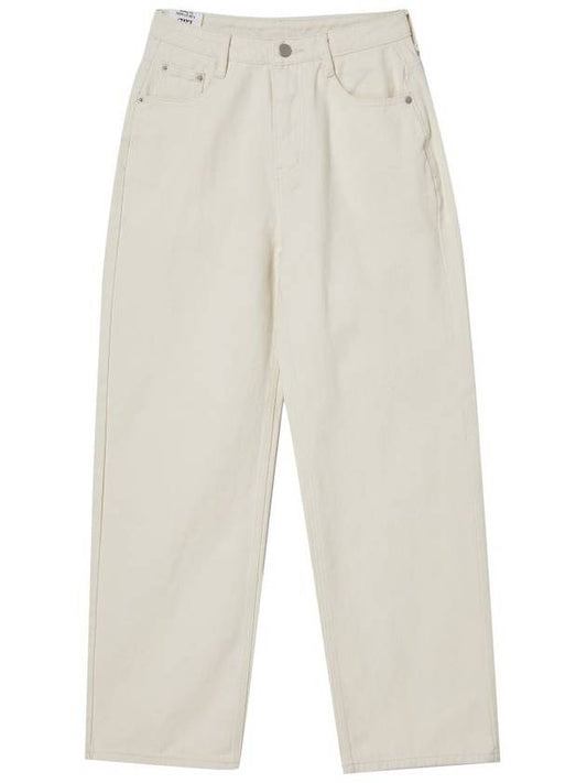 Women's Cotton Twill SemiWide Jeans Ivory GB1 WDPT 51 CRM - THE GREEN LAB - BALAAN 1