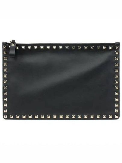 Women's Rockstud Clutch Bag Black - VALENTINO - BALAAN 2