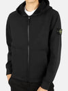 Men's Wappen Patch Softshell Zip Up Hoodie Black - STONE ISLAND - BALAAN 3