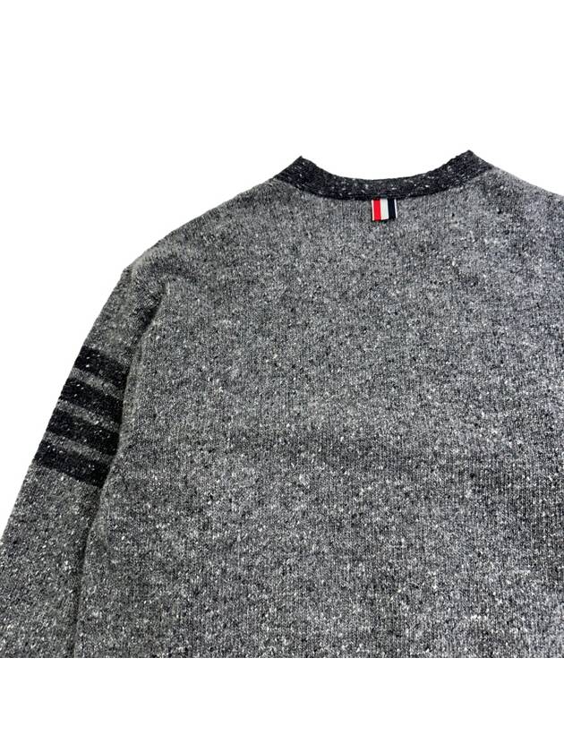 Men's Jersey Stitch Mohair Tweed 4 Lines V-Neck Cardigan Grey - THOM BROWNE - BALAAN 7