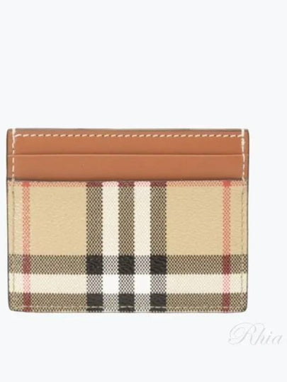 Check Print Leather Card Holder Beige - BURBERRY - BALAAN 2