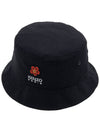 Flower Logo Bucket Hat Black - KENZO - BALAAN.