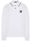 Stretch Cotton Long Sleeve Polo Shirt White - STONE ISLAND - BALAAN 1