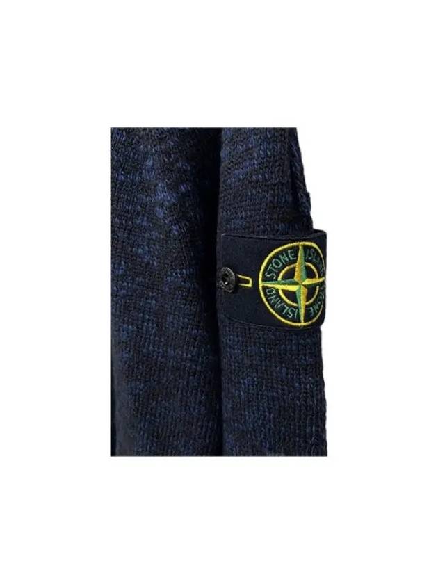 Men's Waffen Patch Crew Neck Knit Top Navy - STONE ISLAND - BALAAN 4