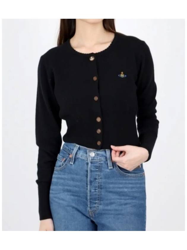 Bea ORB Embroidered Logo Crop Cardigan Black - VIVIENNE WESTWOOD - BALAAN 2