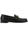 Men's V Logo Chain Leather Loafers Black - VALENTINO - BALAAN.