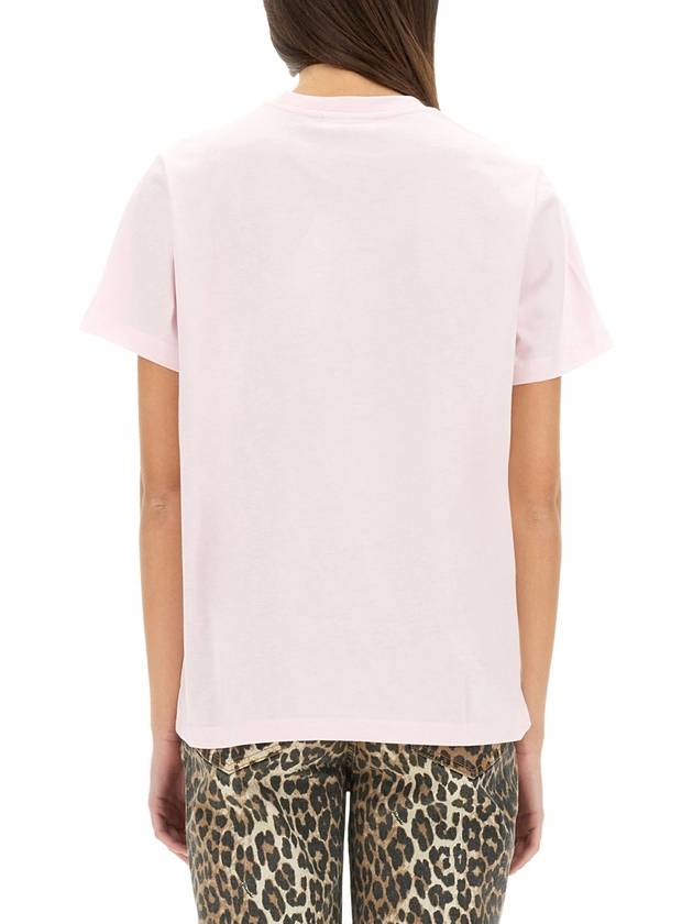 Leopard Print Cotton Short Sleeve T-Shirt Pink - GANNI - BALAAN 4