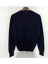 Heart Embroidered Logo Crew Neck Knit Top Navy - AMI - BALAAN 4