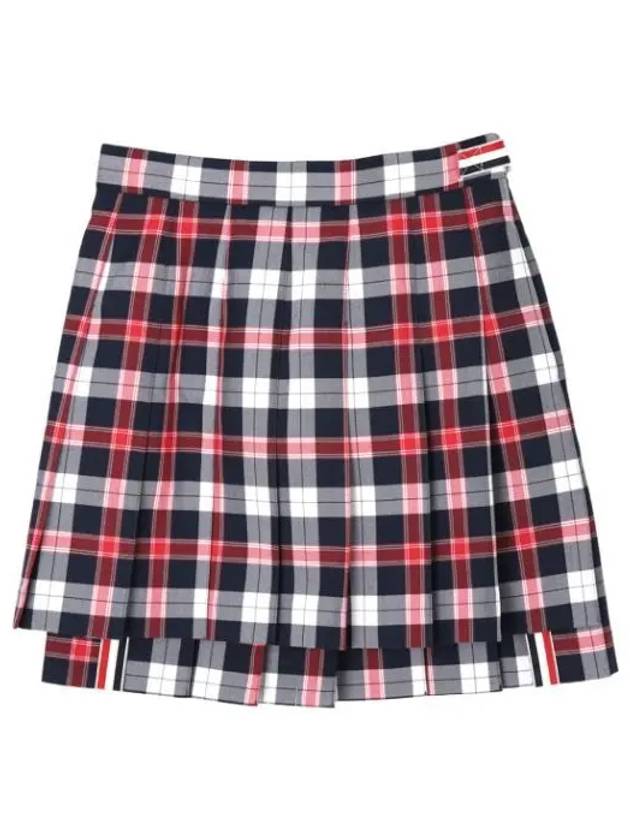 Women's Tartan Twill Mini Pleated Skirt Blue - THOM BROWNE - BALAAN 2