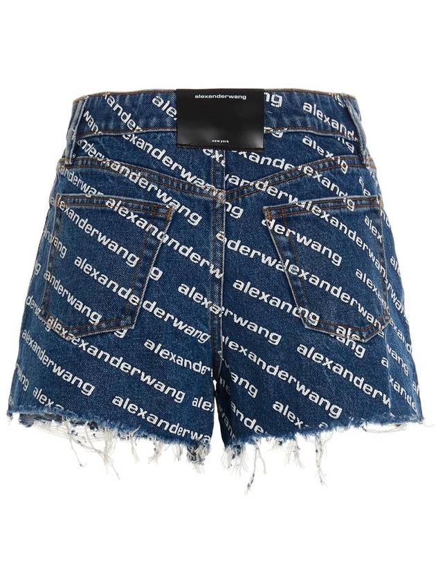 Byte Logo Monogram Denim Shorts Blue - ALEXANDER WANG - BALAAN 3