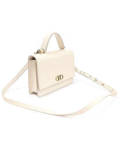 22 D866 Ivory Hammered Calfskin Gold Plated Gancini Mini Top Handle 2WAY - SALVATORE FERRAGAMO - BALAAN 2