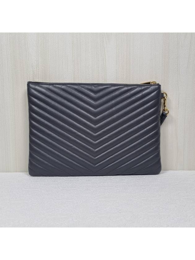 Monogram Matelasse Clutch Gray - SAINT LAURENT - BALAAN 3