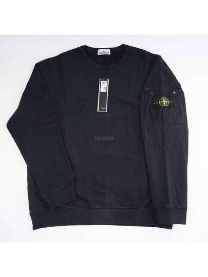 Brushed Organic Cotton Fleece Sweatshirt Black - STONE ISLAND - BALAAN 2